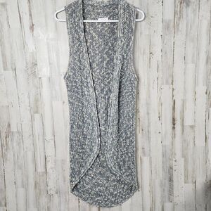 Sun & Shadow Cardigan Vest Sweater Blue Ivory Size Medium